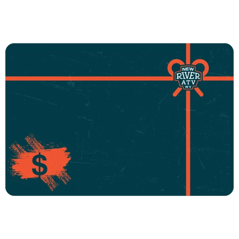 A blue and orange New River ATV Gift Certificate cutout